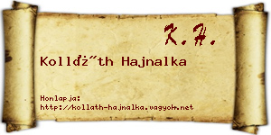 Kolláth Hajnalka névjegykártya